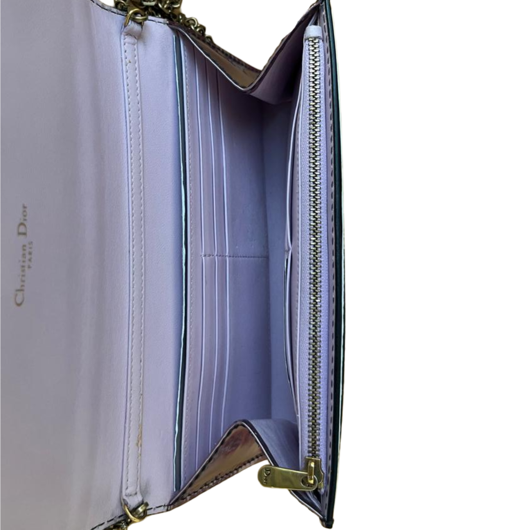 Christian Dior Metallic Pink Patent Leather J’ADIOR Wallet on Chain Clutch - Image 3