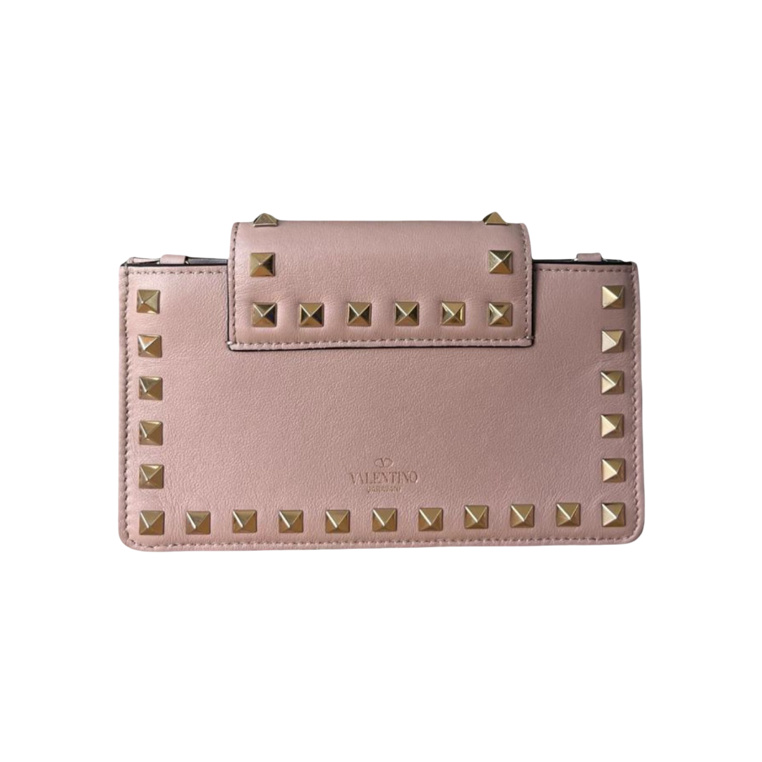 Valentino Garavani Rockstud Chain Wallet / Phone Case in Poudre - Image 3