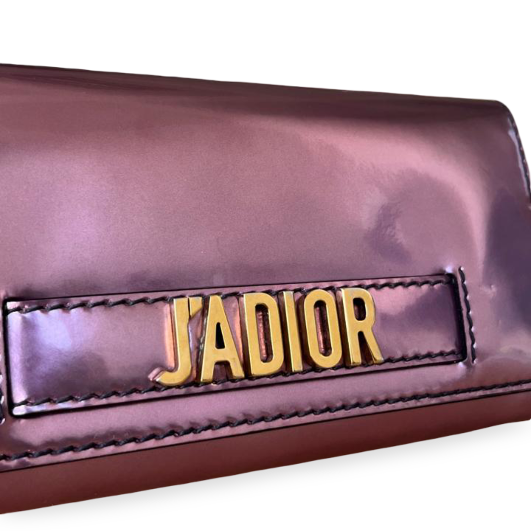 Christian Dior Metallic Pink Patent Leather J’ADIOR Wallet on Chain Clutch - Image 2