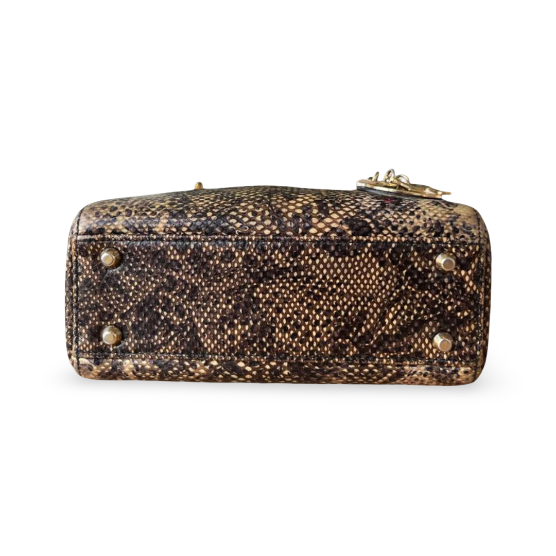 Christian Dior Mini Lady Dior Natural Lizard Skin Bag with Python Pattern - Image 5