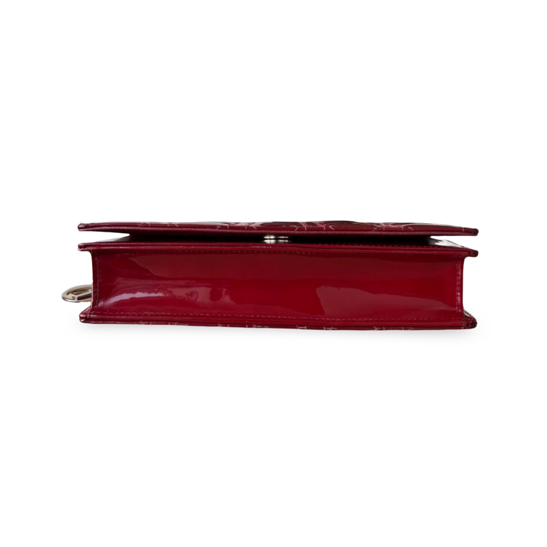 Christian Dior Lady Dior Red Patent Leather Cannage Wallet-On-Chain - Image 3