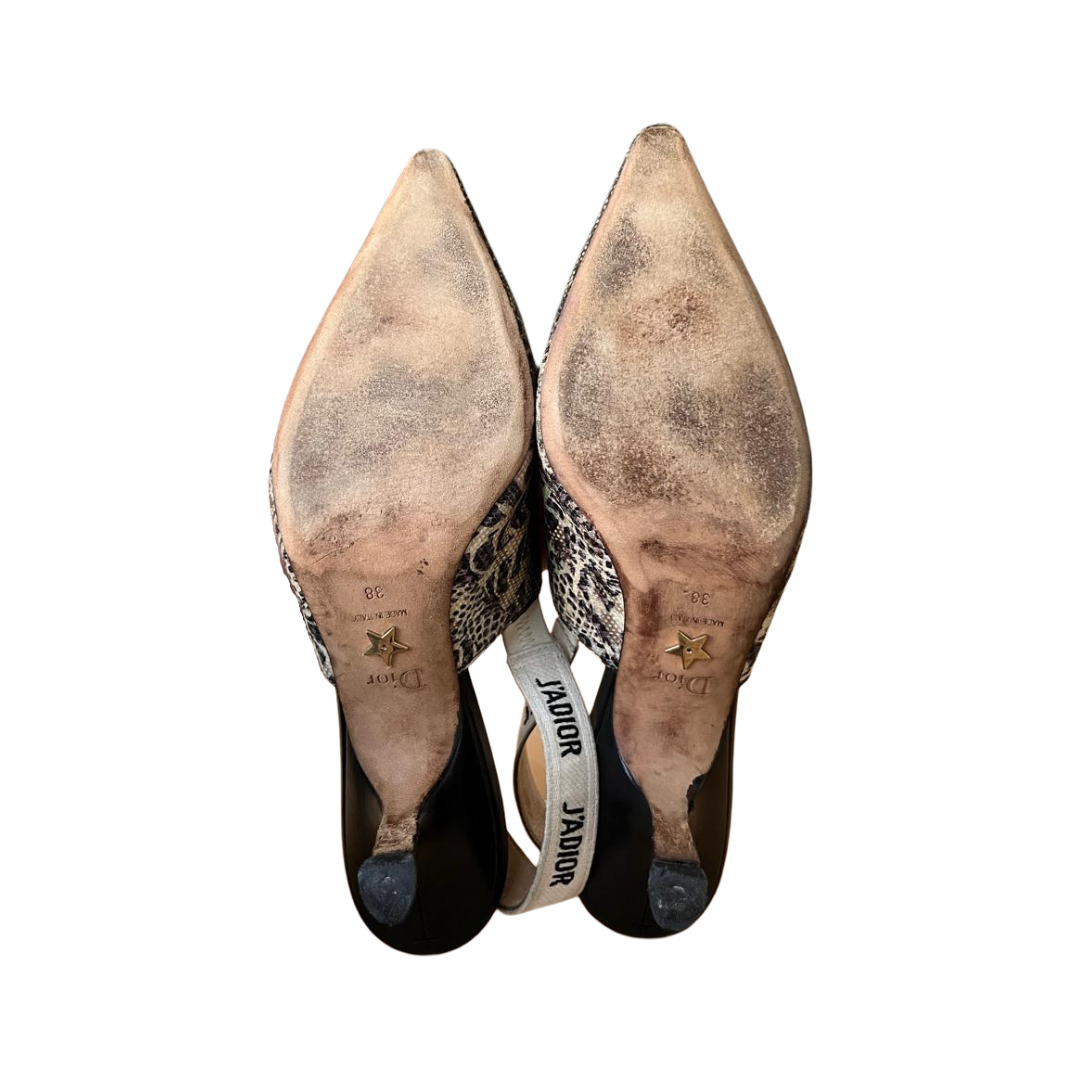Christian Dior J'Adior Snakeskin-Embossed Leather Slingback Pumps – Size 38 - Image 7