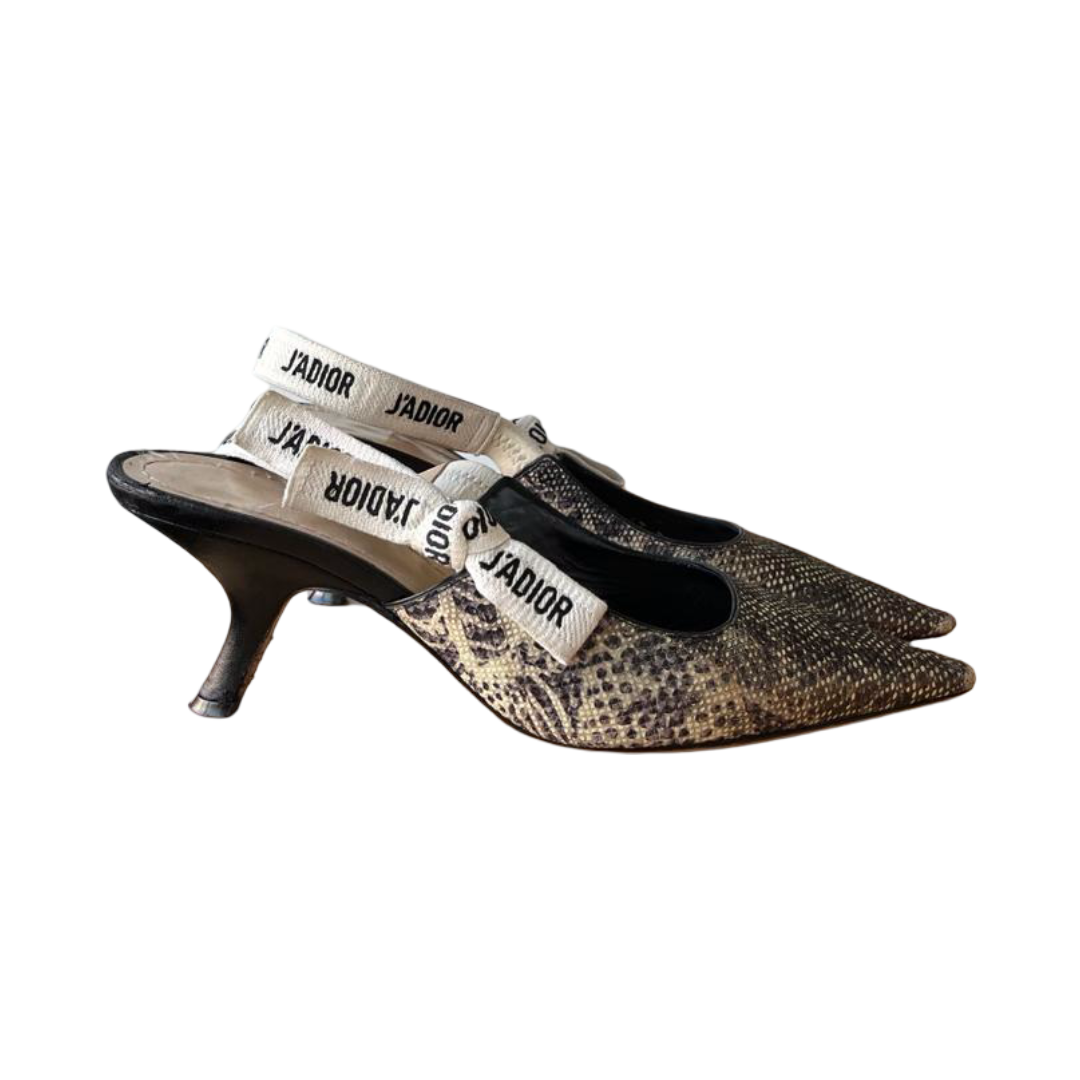Christian Dior J'Adior Snakeskin-Embossed Leather Slingback Pumps – Size 38 - Image 3