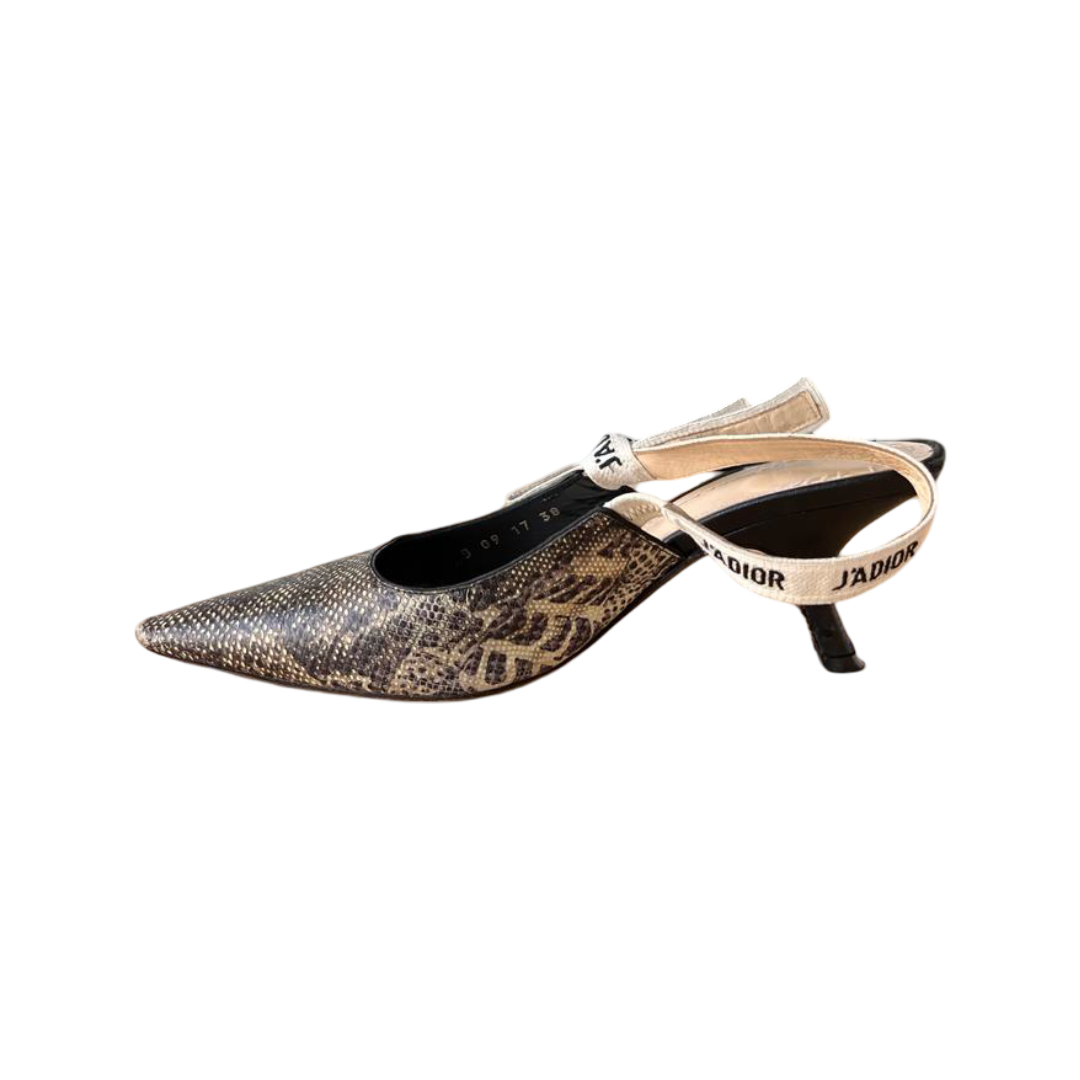 Christian Dior J'Adior Snakeskin-Embossed Leather Slingback Pumps – Size 38 - Image 4