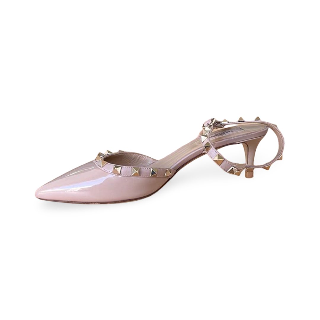 Valentino Garavani Rockstud Patent Leather Ankle Strap Slingback Pump – Size 38 - Image 5