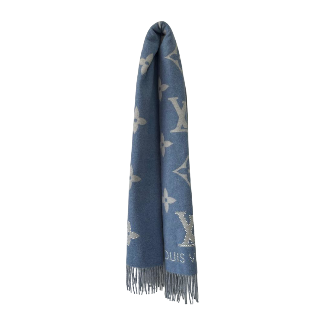 Louis Vuitton Reykjavik Scarf – Blu/Bianco Jacquard Cashmere
