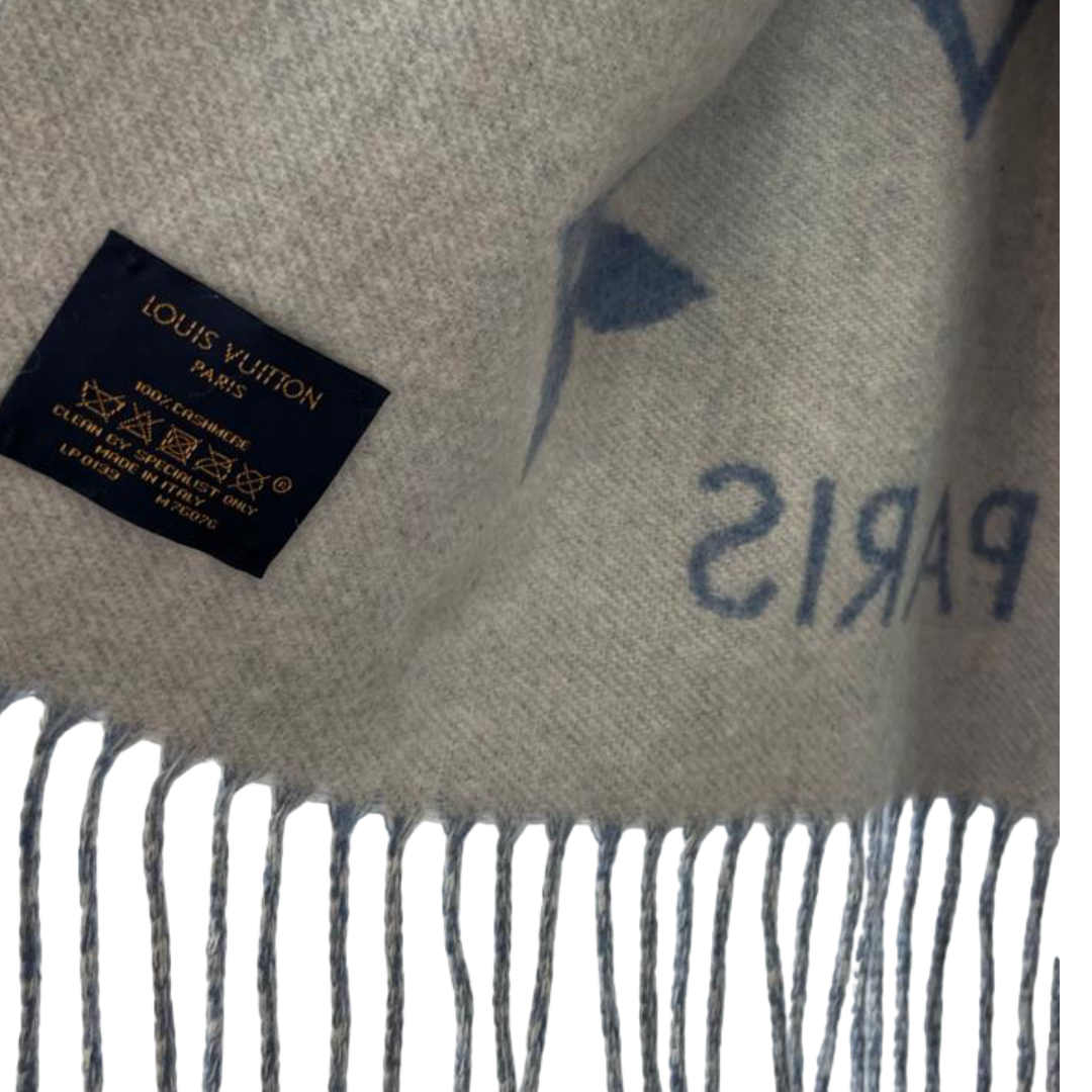 Louis Vuitton Reykjavik Scarf – Blu/Bianco Jacquard Cashmere - Image 4