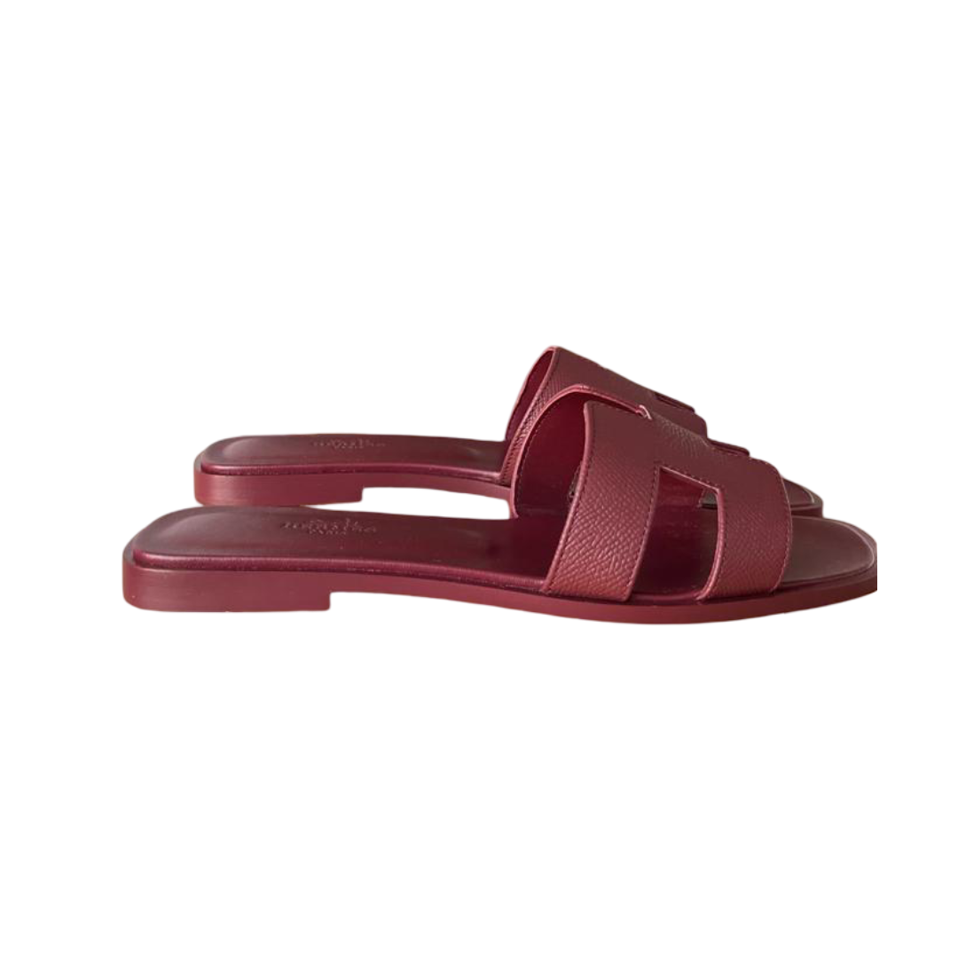 Hermès Rouge H Oran Sandals – Size 38.5 - Image 4