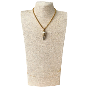 Vintage Roberto Cavalli Gold-Tone White Enamel Tusk Necklace