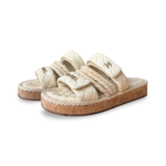 Chanel White Logo Cord Quilted Slide Sandals – Size 38C