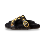 Valentino Garavani Roman Stud Shearling-Lined Slide Sandals – Size 38 - Image 3