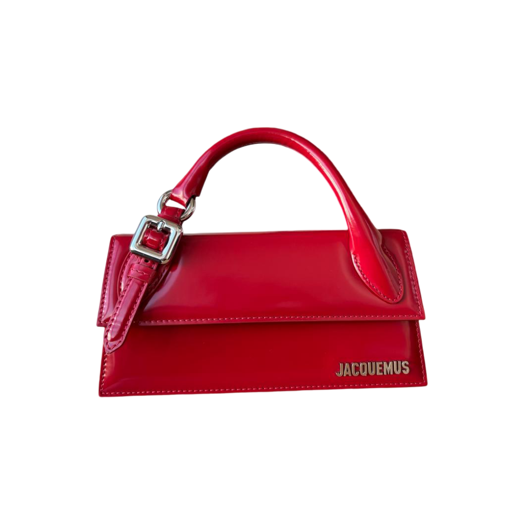 WhatsApp Image 2025-12-24 at 10.30.17 AM (2) Jacquemus Le Chiquito Long Bouclé Bag – Red Patent Leather & Silver-Tone Hardware - Image 1