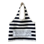 Jacquemus Le Sac Marcel Logo-Appliquéd Striped Stretch-Knit Tote Bag – Off-White & Navy