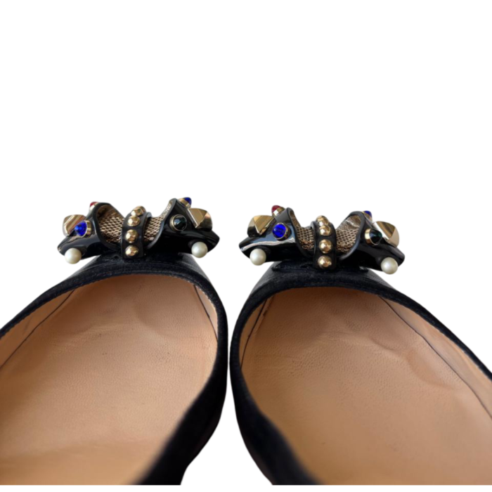 Christian Louboutin Black Tudorchic Jeweled Bow Pumps – Size 36 - Image 9