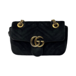 Gucci Black Velvet Mini GG Marmont 2.0 Shoulder Bag