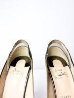 Christian Louboutin Black & Taupe Patent Leather with PVC Accents Technicatina 120 Peep-Toe Pumps — Size 39 - Image 7