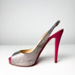 Christian Louboutin No Prive 120 Silver Glitter Slingback Platform Pumps — Size 39 - Image 2