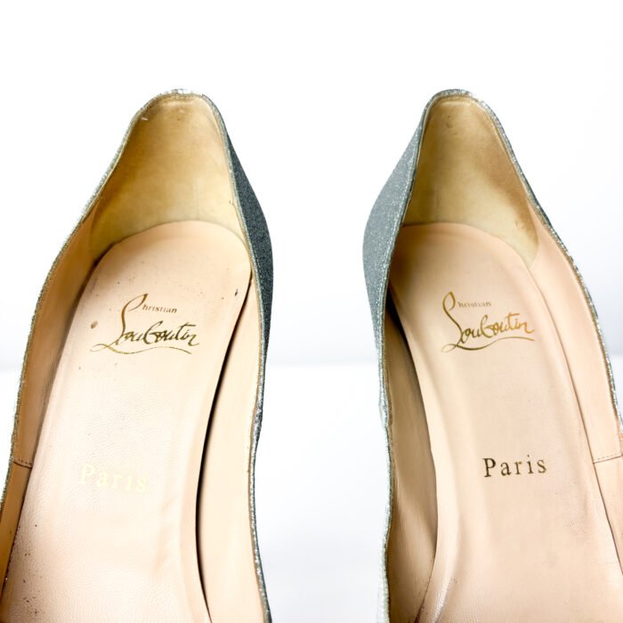 Christian Louboutin Lady Peep Silver Glitter Pumps — Size 38.5 - Image 8