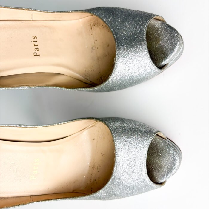Christian Louboutin Lady Peep Silver Glitter Pumps — Size 38.5 - Image 9