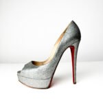 Christian Louboutin Lady Peep Silver Glitter Pumps — Size 38.5 - Image 2