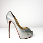 Christian Louboutin Lady Peep Silver Glitter Pumps — Size 38.5 - Image 3