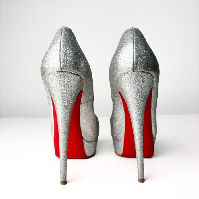 Christian Louboutin Lady Peep Silver Glitter Pumps — Size 38.5 - Image 5