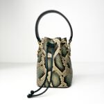 Fendi Mon Python-Embossed Leather in Cream, Charcoal & Mint  Trésor Mini Bucket Bag
