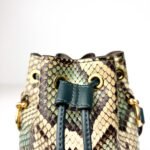 Fendi Mon Python-Embossed Leather in Cream, Charcoal & Mint  Trésor Mini Bucket Bag - Image 5