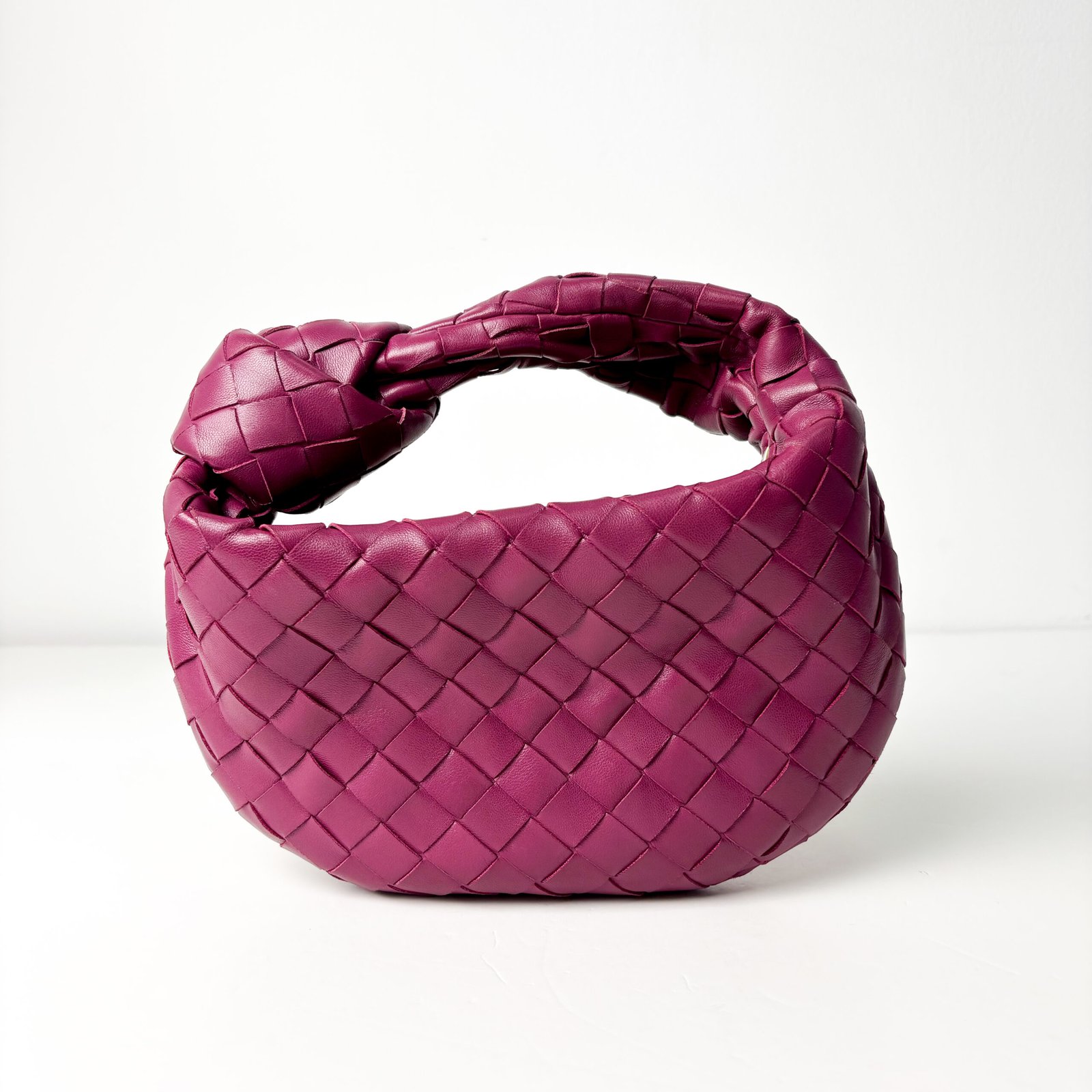 IMG_2422 Bottega Veneta Magenta Intrecciato Lambskin with Gold-Tone Hardware Mini Jodie Bag - Image 1