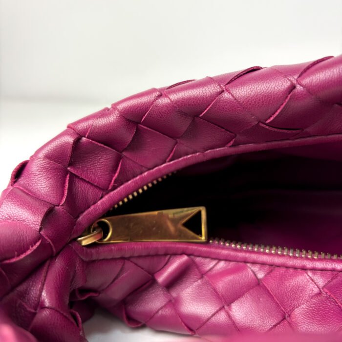 Bottega Veneta Magenta Intrecciato Lambskin with Gold-Tone Hardware Mini Jodie Bag - Image 2