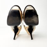 Saint Laurent Metallic Gold Lizard-Embossed Leather Tribute Platform Sandals —  Size 38 - Image 10