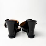 Fendi Black Patent Leather & Tobacco Zucca Canvas Demi Wedge Sandals — Size 39 - Image 7