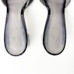 GINA London Black Leather Crystal-Embellished Block Heel Slide Sandals — Size 38 - Image 7