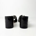 GINA London Black Leather Crystal-Embellished Block Heel Slide Sandals — Size 38 - Image 9