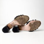 GINA London Black Leather Crystal-Embellished Block Heel Slide Sandals — Size 38 - Image 10