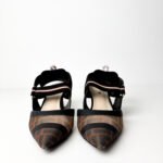 Fendi FF-Monogram Mesh & Fabric Colibrì Slingback Pumps — Size 38.5 - Image 2