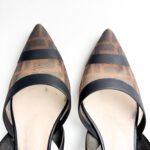 Fendi FF-Monogram Mesh & Fabric Colibrì Slingback Pumps — Size 38.5 - Image 5