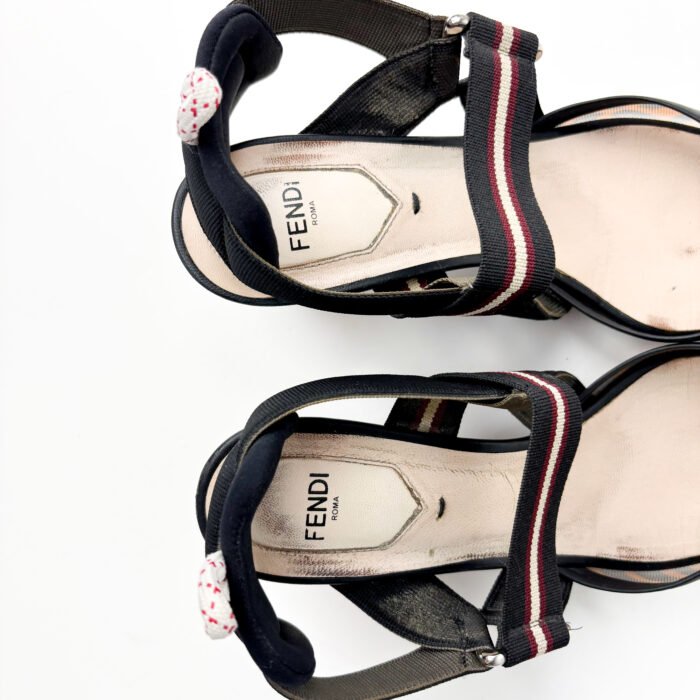 Fendi FF-Monogram Mesh & Fabric Colibrì Slingback Pumps — Size 38.5 - Image 7