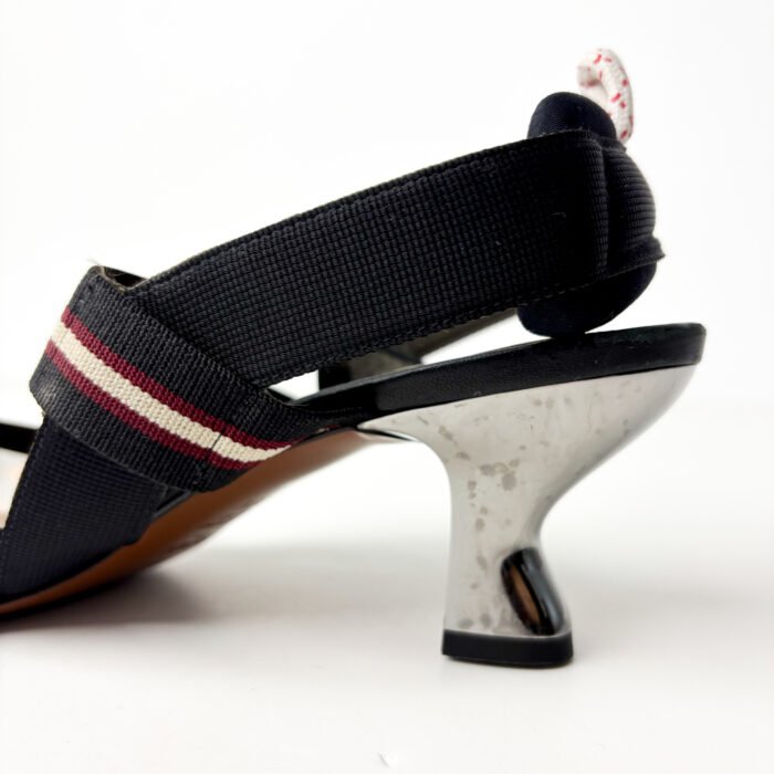 Fendi FF-Monogram Mesh & Fabric Colibrì Slingback Pumps — Size 38.5 - Image 9