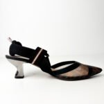Fendi FF-Monogram Mesh & Fabric Colibrì Slingback Pumps — Size 38.5 - Image 10