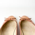 Chanel Metallic Peach Quilted Patent Leather CC Bow Ballet Flats — Size 39C - Image 3