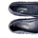 Chanel Navy Blue Leather CC Ballet Flats — Size 39.5 - Image 4