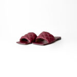 Bottega Veneta Burgundy Leather Lido Flat Slide Sandals – Size 36.5