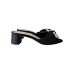 Miu Miu Black Satin & Grosgrain Crystal-Embellished Block Heel Slide Sandals — Size 37 - Image 4