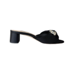 Miu Miu Black Satin & Grosgrain Crystal-Embellished Block Heel Slide Sandals — Size 37 - Image 6