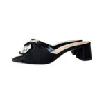 Miu Miu Black Satin & Grosgrain Crystal-Embellished Block Heel Slide Sandals — Size 37 - Image 3