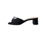 Miu Miu Black Satin & Grosgrain Crystal-Embellished Block Heel Slide Sandals — Size 37 - Image 5