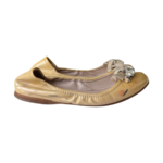 Miu Miu Beige Patent Leather Crystal-Embellished Ballet Flats — Size 36 - Image 4