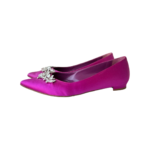Manolo Blahnik Fuchsia Satin Lurum Crystal-Embellished Ballet Flats — Size 36.5 - Image 5