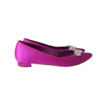 Manolo Blahnik Fuchsia Satin Lurum Crystal-Embellished Ballet Flats — Size 36.5 - Image 4